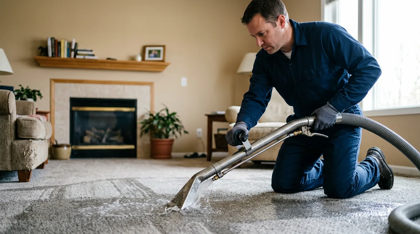 Water damage restoration technician working near New Cuyama, CA